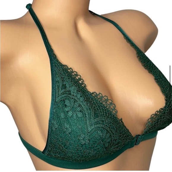 VICTORIA SECRET BODY BY VICTORIA EMERALD GREEN LACE BRALETTE SNAP FRONT XS - Picture 8 of 14
